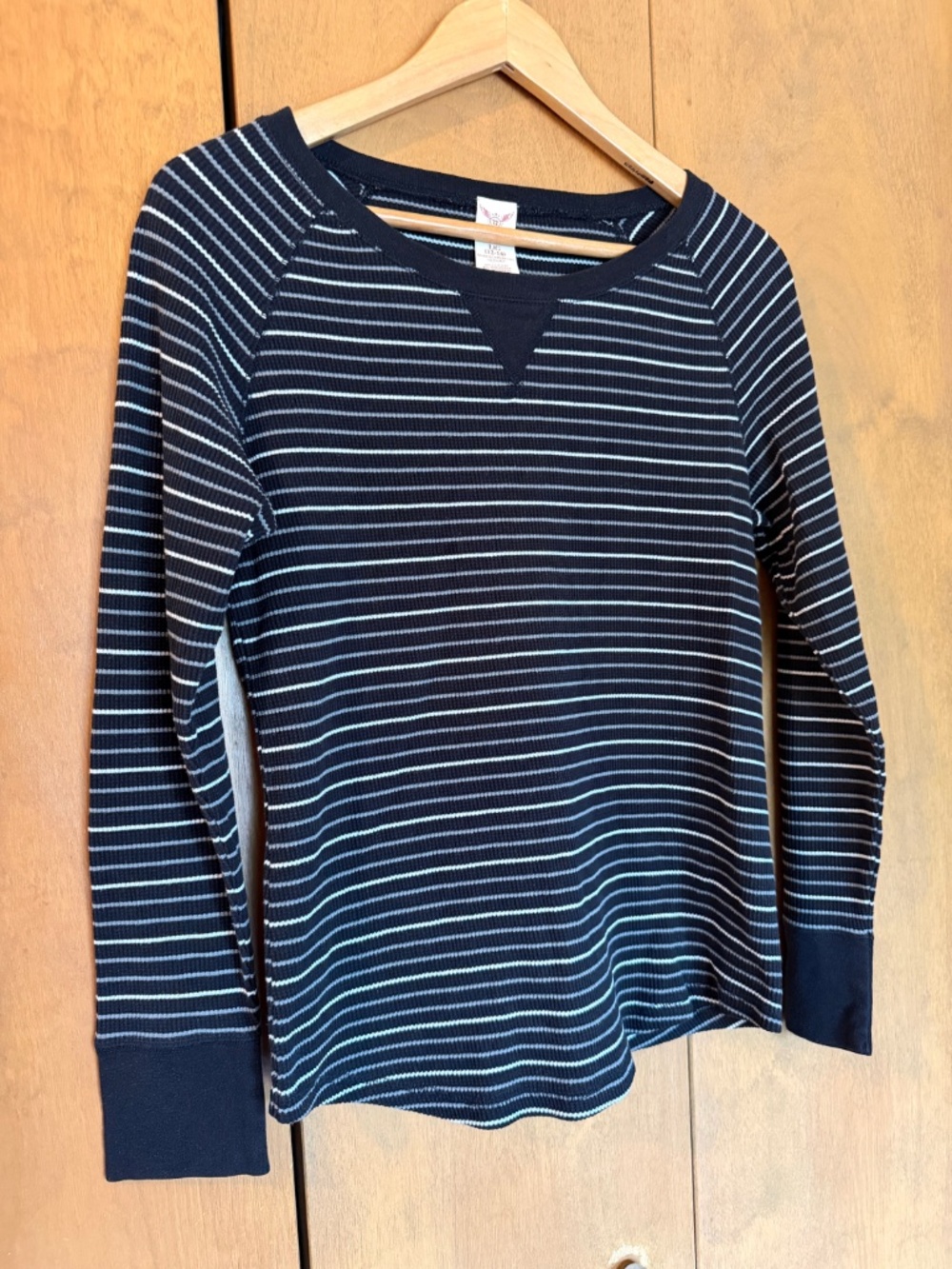 Faded Glory Black Thermal Shirt, Size Large, 12-14